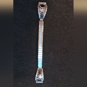 Navajo Sterling Silver And Black Onyx Womans Watch Band